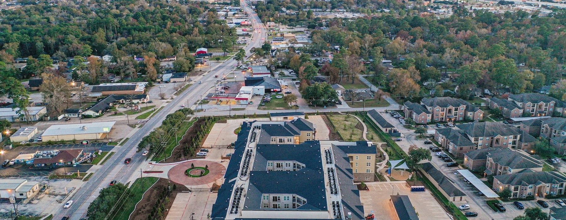 aerial of property showing nearby landscaping