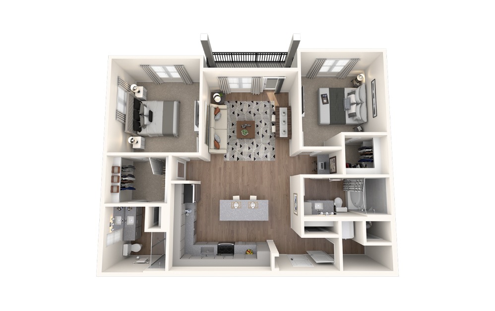Shepard - 2 bedroom floorplan layout with 2 baths and 1173 square feet.